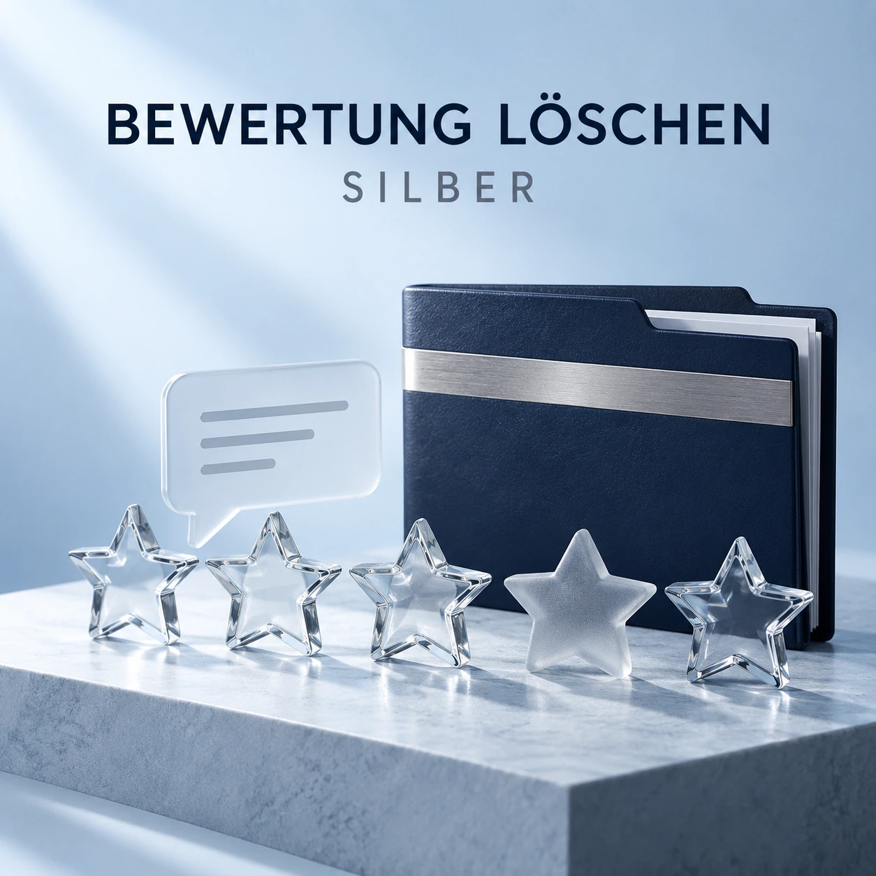 Symbolisches Produktmotiv: Google Bewertung löschen SILBER