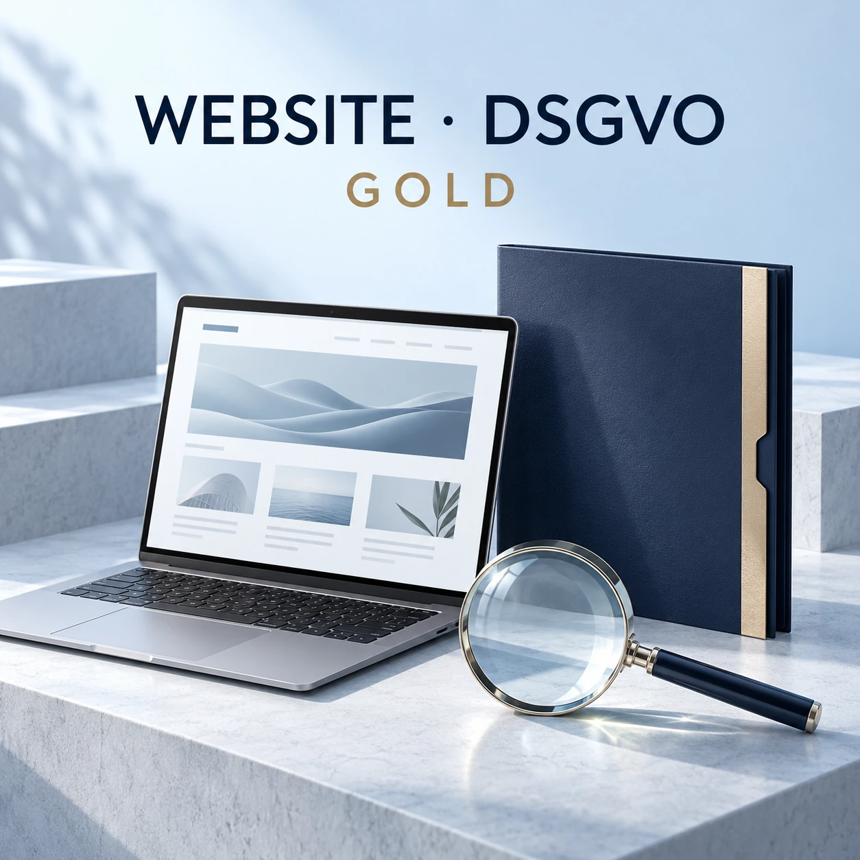 Symbolisches Produktmotiv: Prüfung Webseite auf DSGVO Compliance GOLD